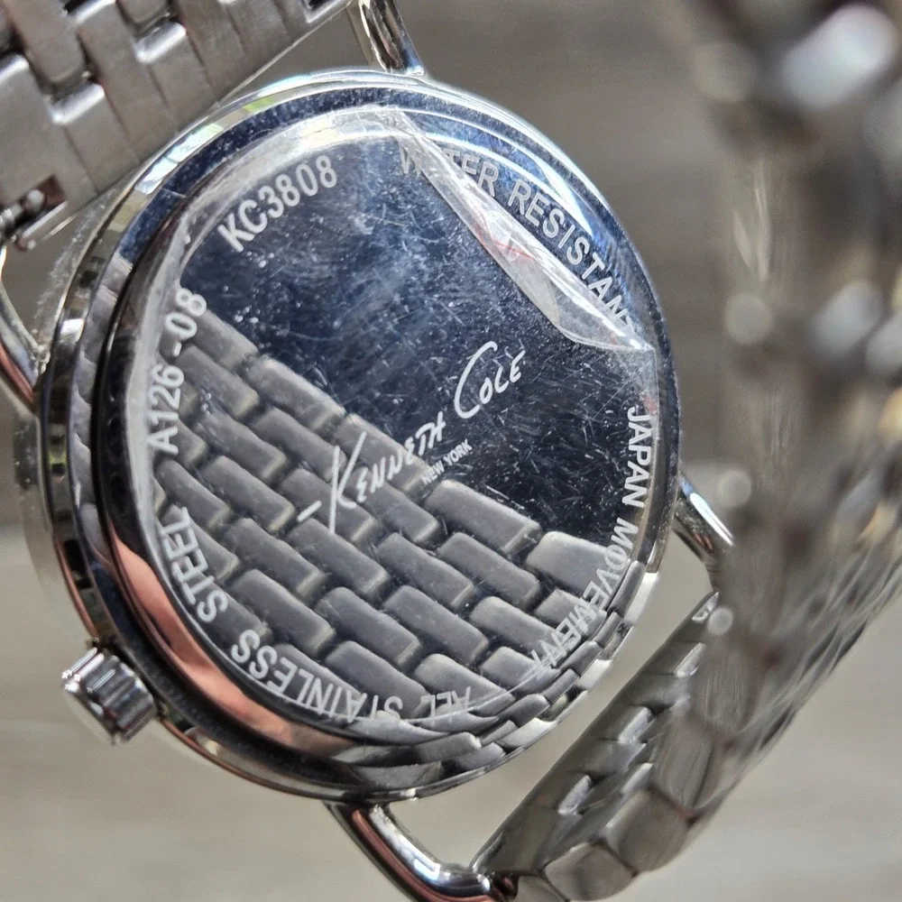 Kenneth Cole New York SS Steel Men's Watch KC3808 Black Dial Date Tested Dress 8